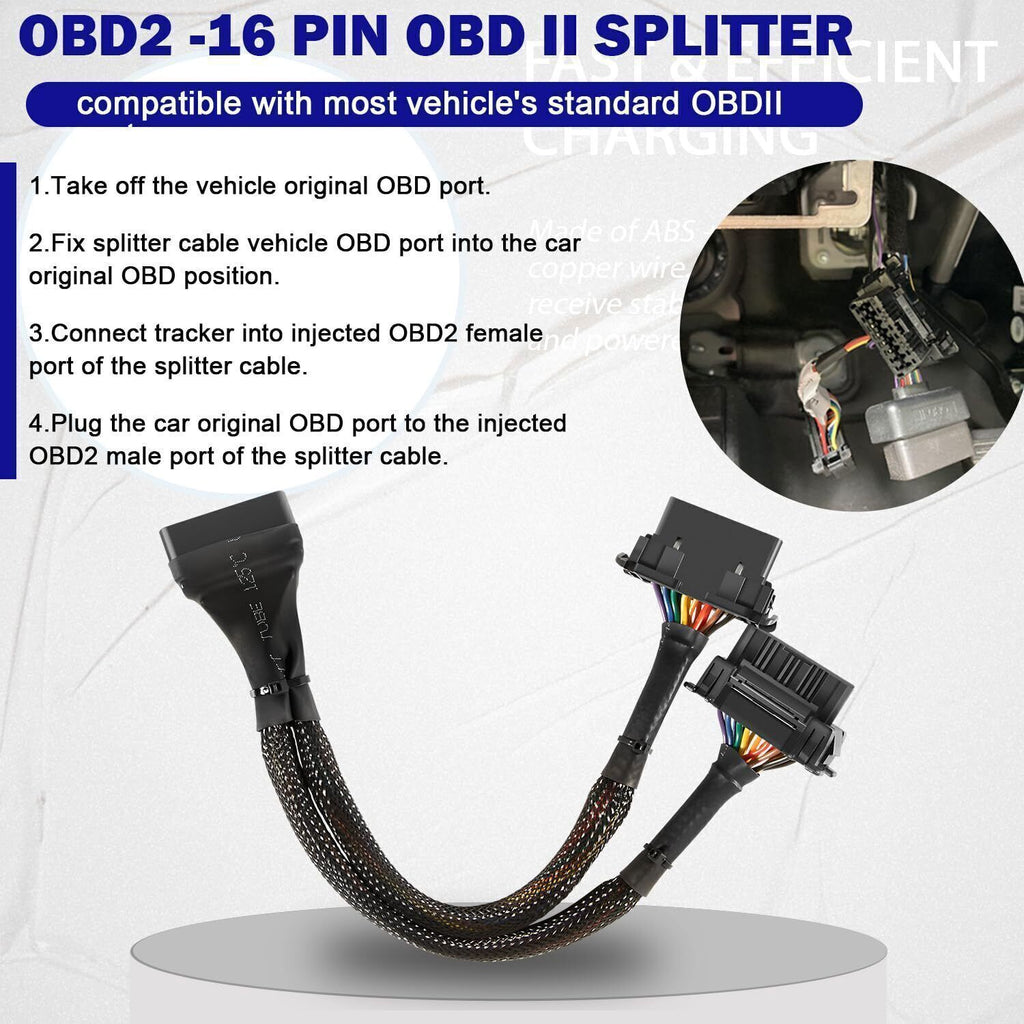 16 pin OBD2 OBD 2 OBDii Splitter Extension Cable Male Dual Female Y Cable