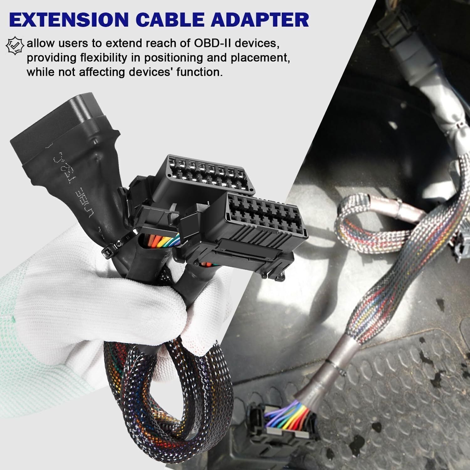 16 pin OBD2 OBD 2 OBDii Splitter Extension Cable Male Dual Female Y Cable