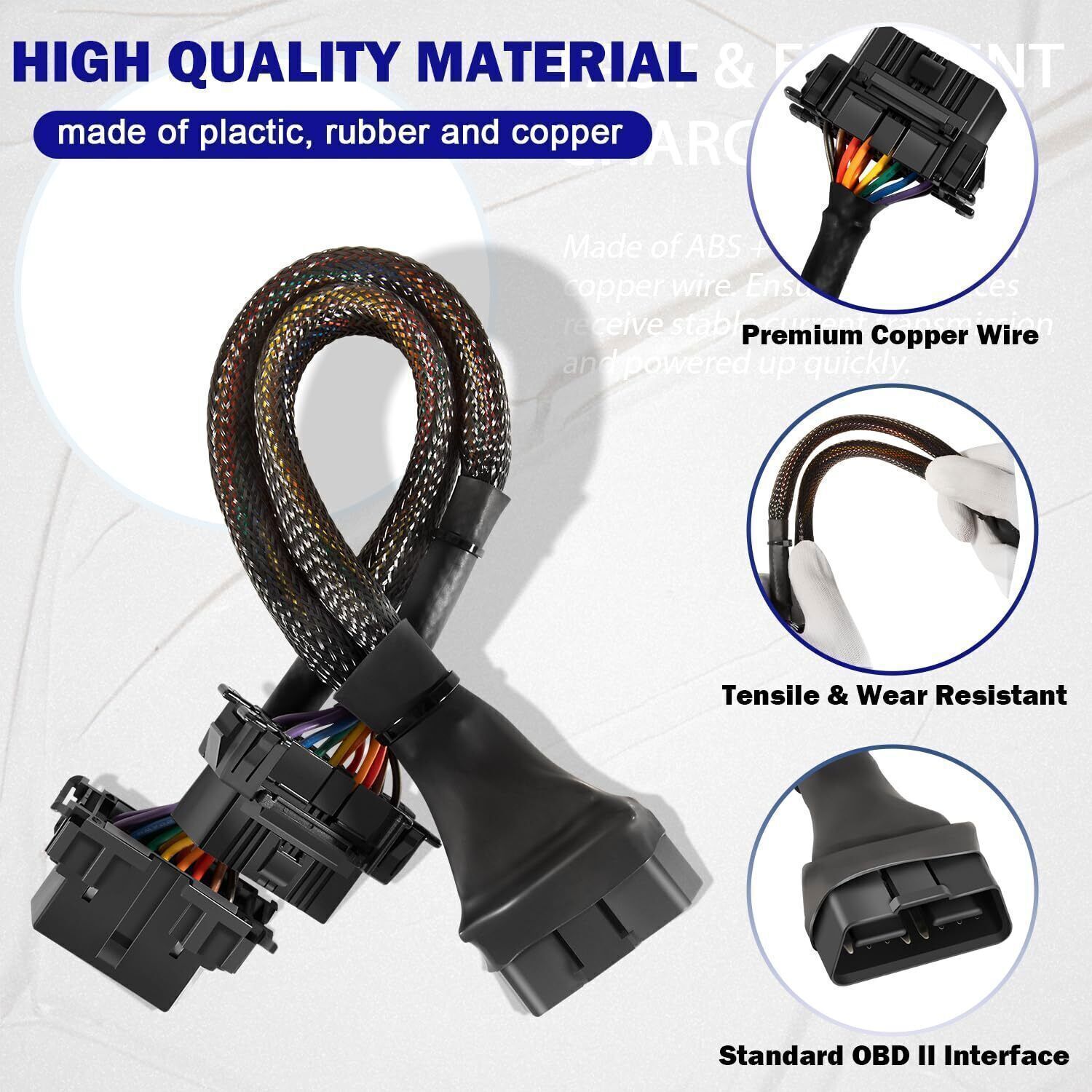 16 pin OBD2 OBD 2 OBDii Splitter Extension Cable Male Dual Female Y Cable