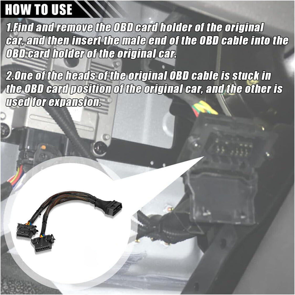 16 pin OBD2 OBD 2 OBDii Splitter Extension Cable Male Dual Female Y Cable