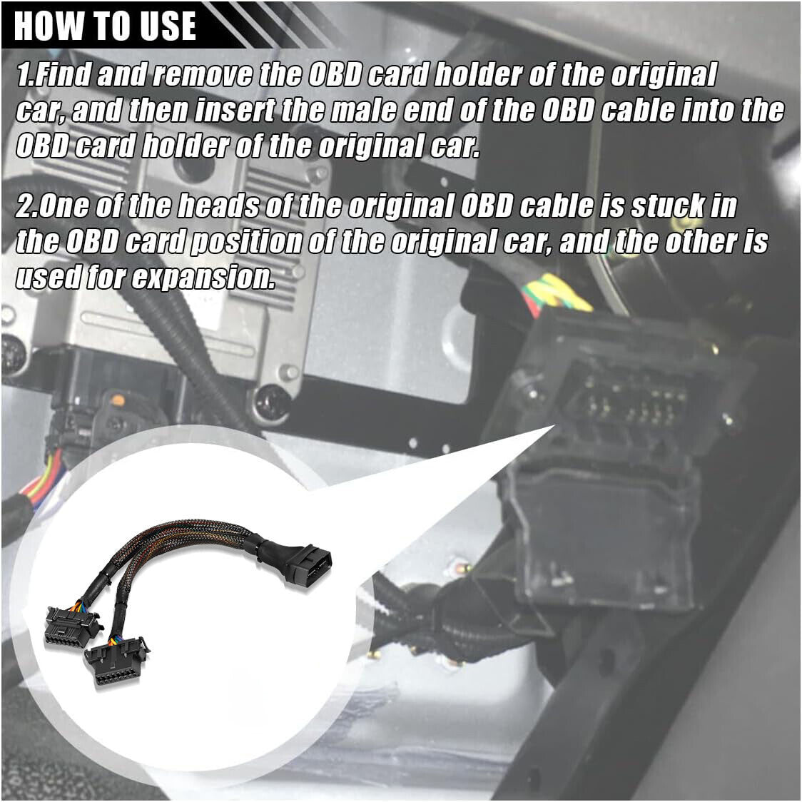 16 pin OBD2 OBD 2 OBDii Splitter Extension Cable Male Dual Female Y Cable