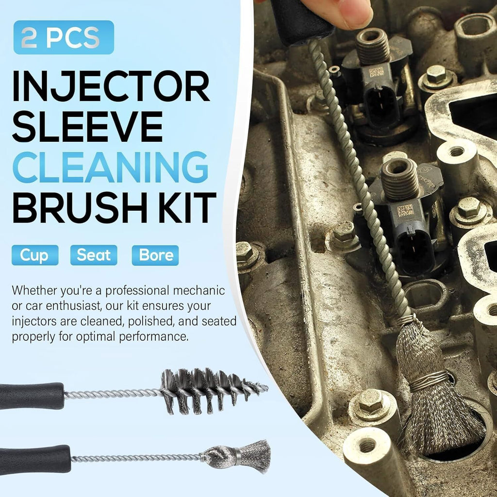 Cylinder Injector Sleeve Cup/Seat/Bore Cleaning Brush Kit For CAT/Ford 7.3L 6.0L