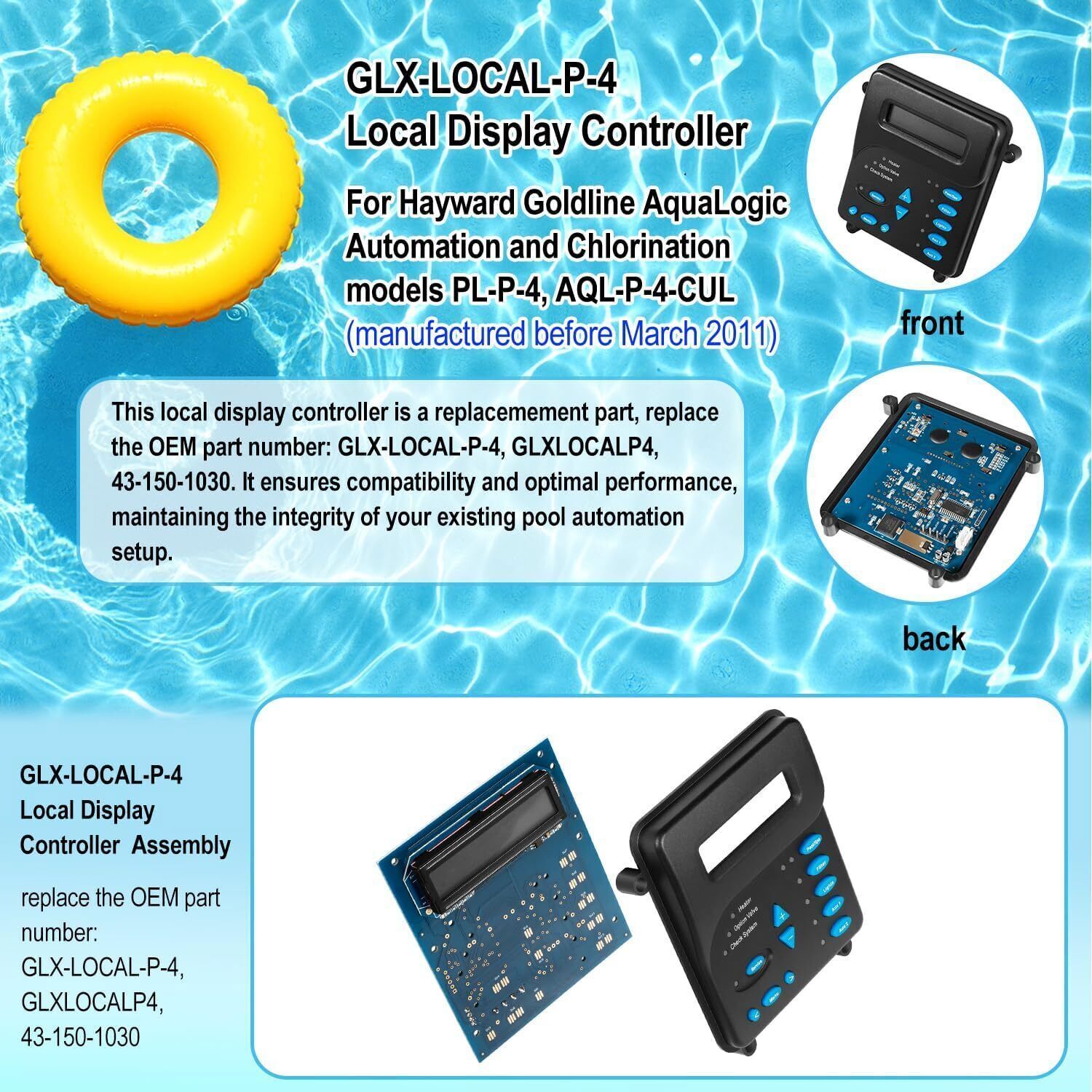 For Hayward GLX-LOCAL-P-4 P-4 Local Display Controller Service Kit Control Board