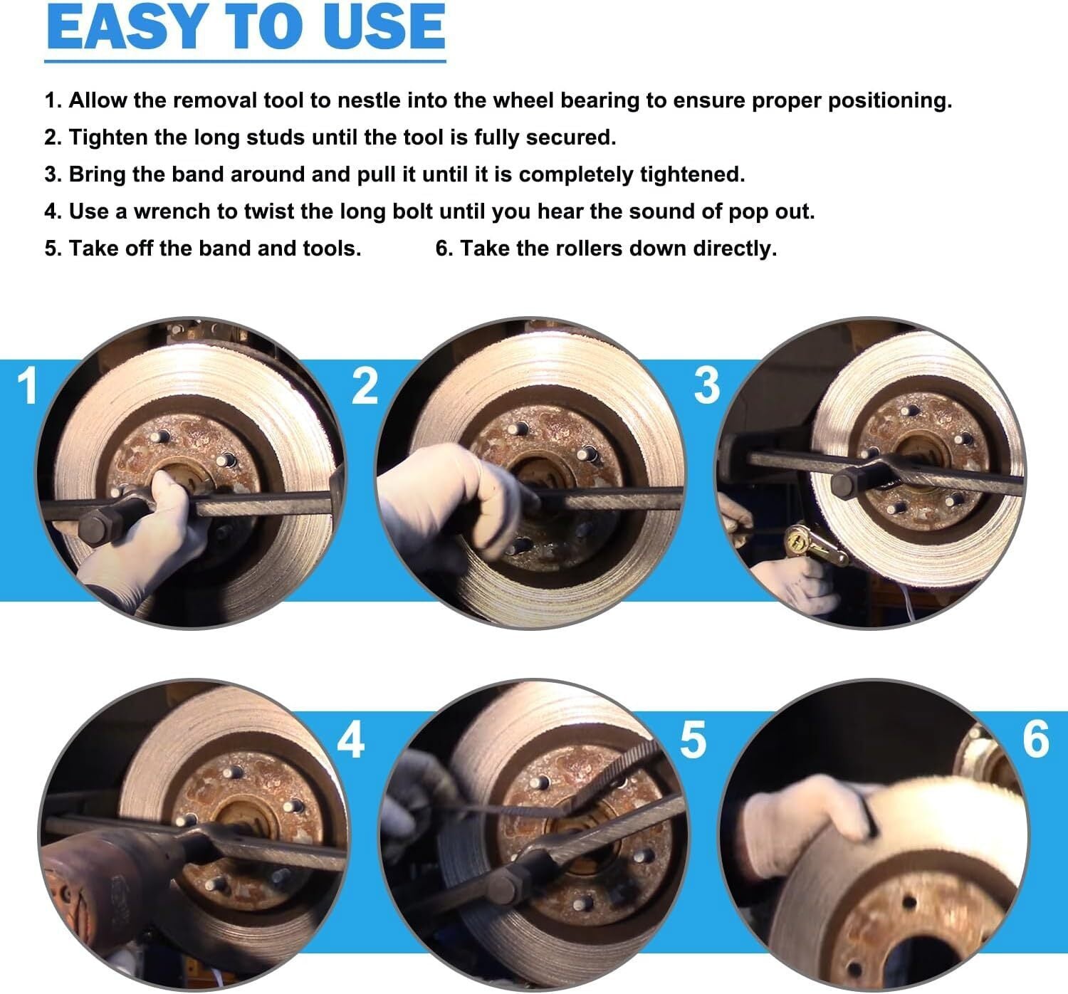 For Removing Hub Drums Rotors Drive Wheels Brake Drum and Rotor Puller Kit 6980