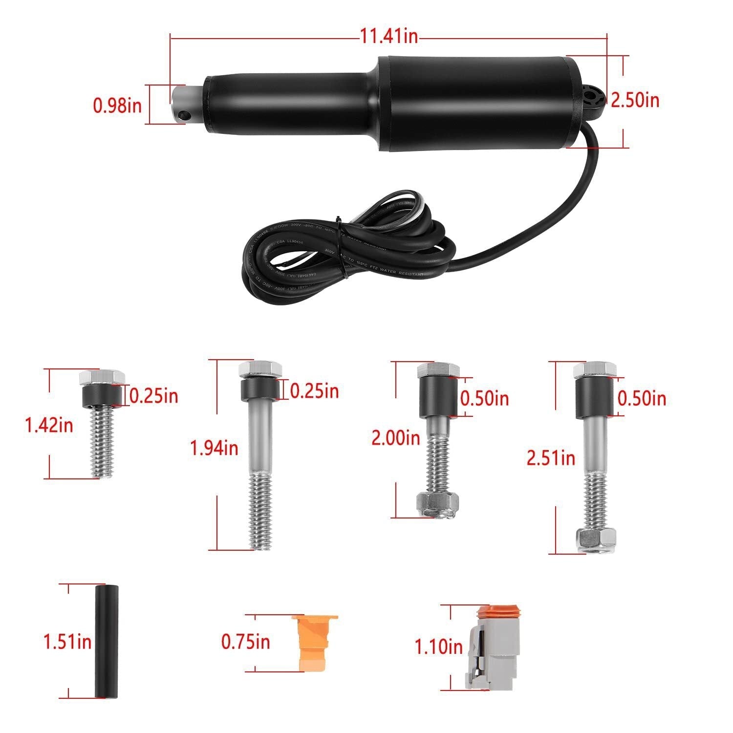 15057-001 Short Extreme Duty Actuator 2-1/4" Stroke 12V 101XDS Actuator Trim Tab
