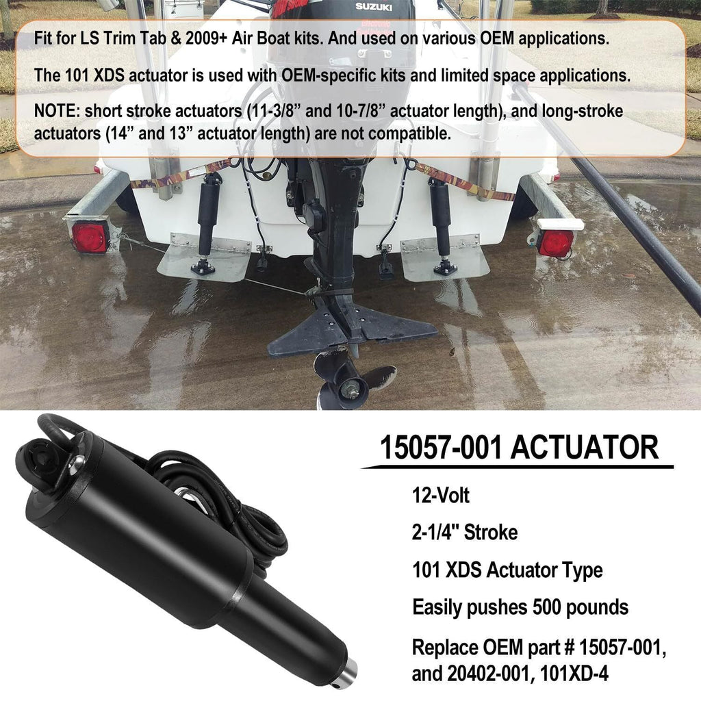 15057-001 Short Extreme Duty Actuator 2-1/4" Stroke 12V 101XDS Actuator Trim Tab