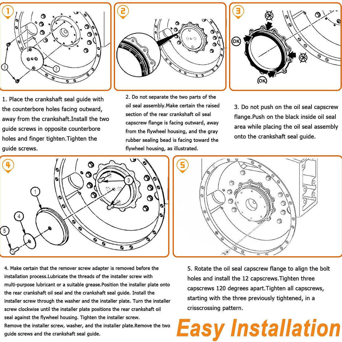 For Cummins L10 L10G M11 ISM Rear Crankshaft Oil Seal Remove Install Tool ST-221
