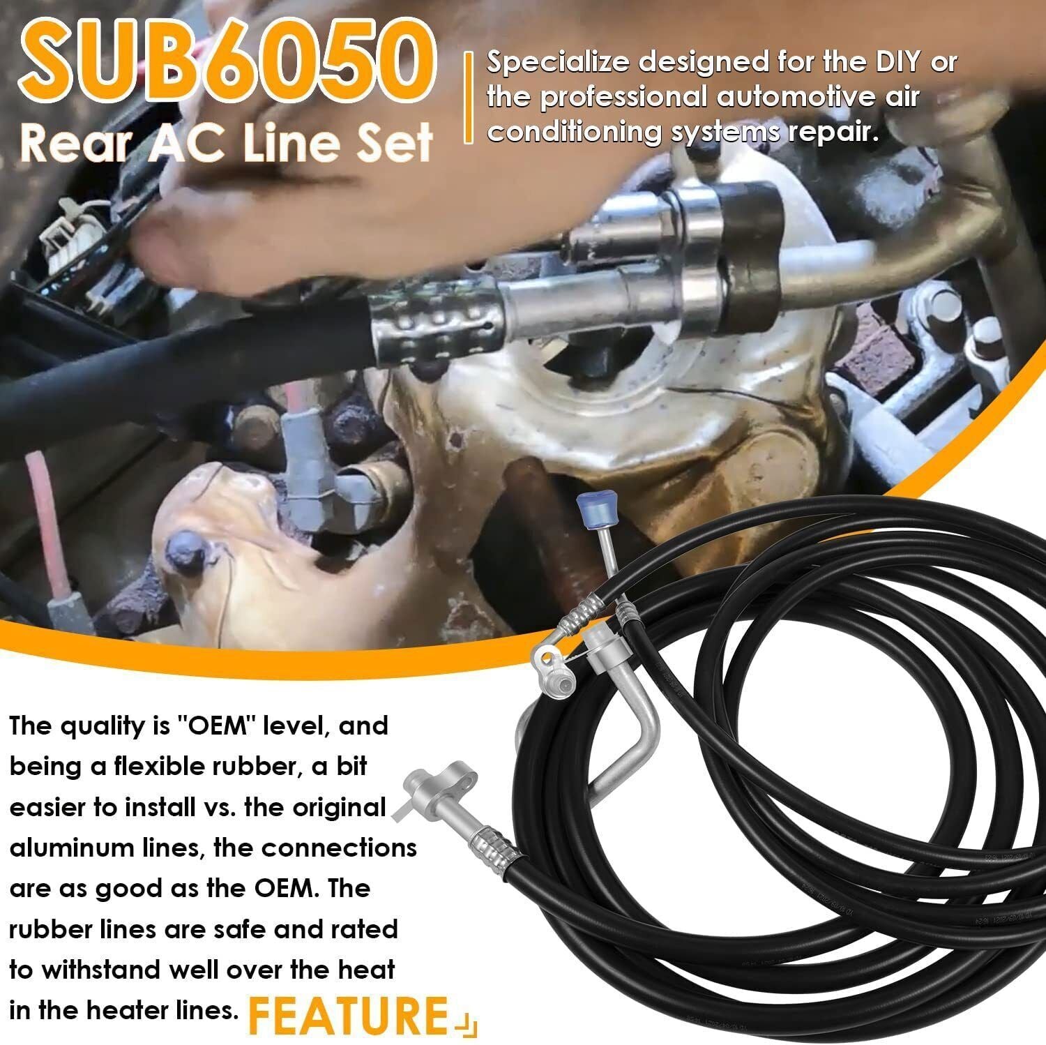 Rear A/C Line Kit for 2000-2006 Suburban,Yukon XL Rear Auxiliary AC Hose Set