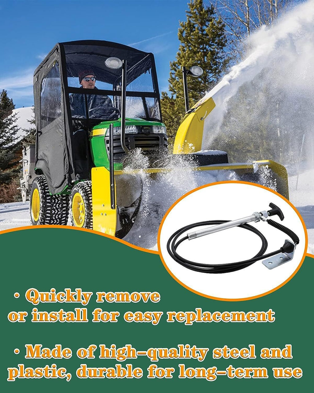Spout Control Input Cable Replaces AM134404 for John Deere Chute Deflector Cable