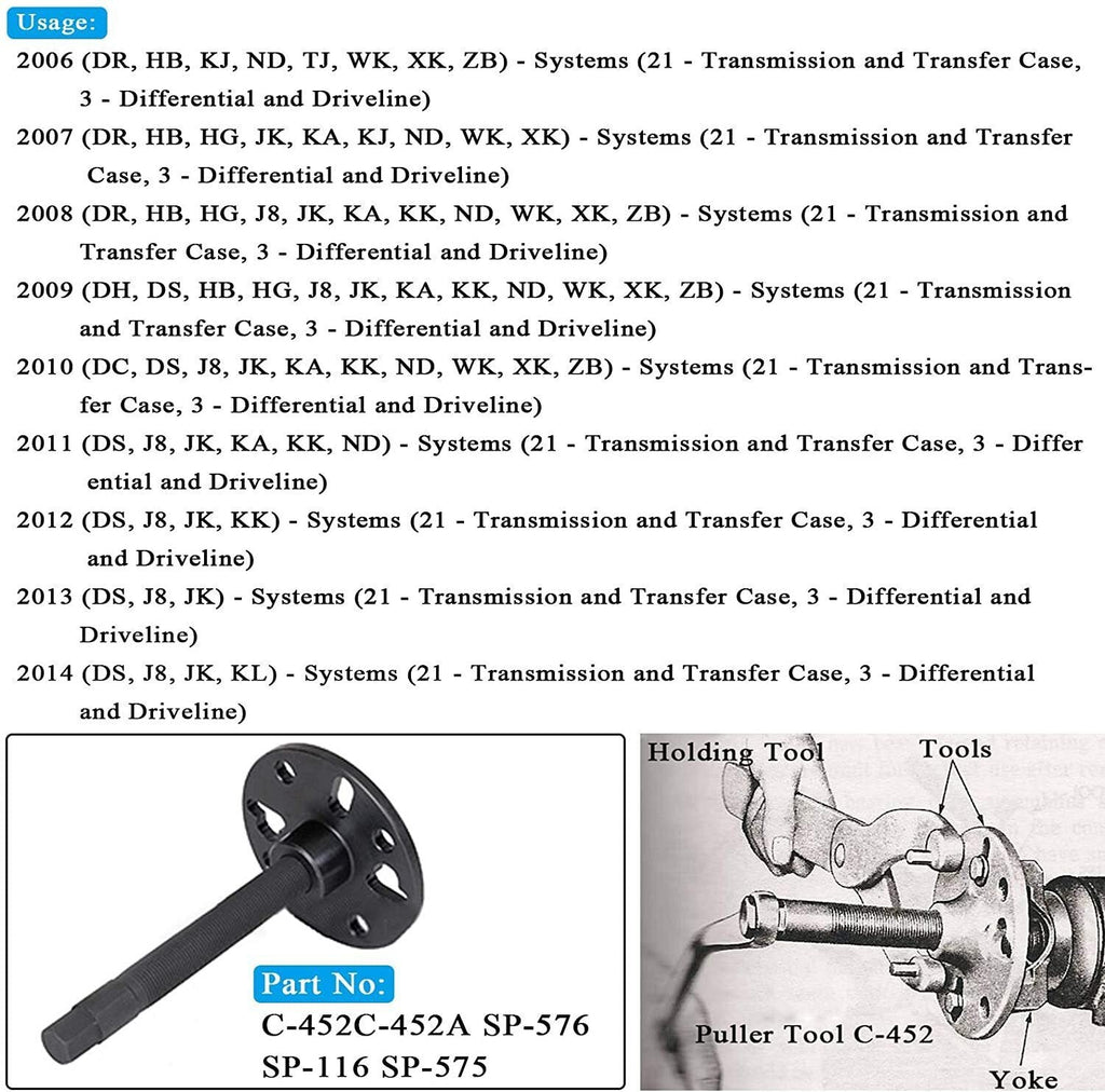 Companion Flange Puller Hub/Yoke Removal Specialty Tool for Miller C-452 SP-575