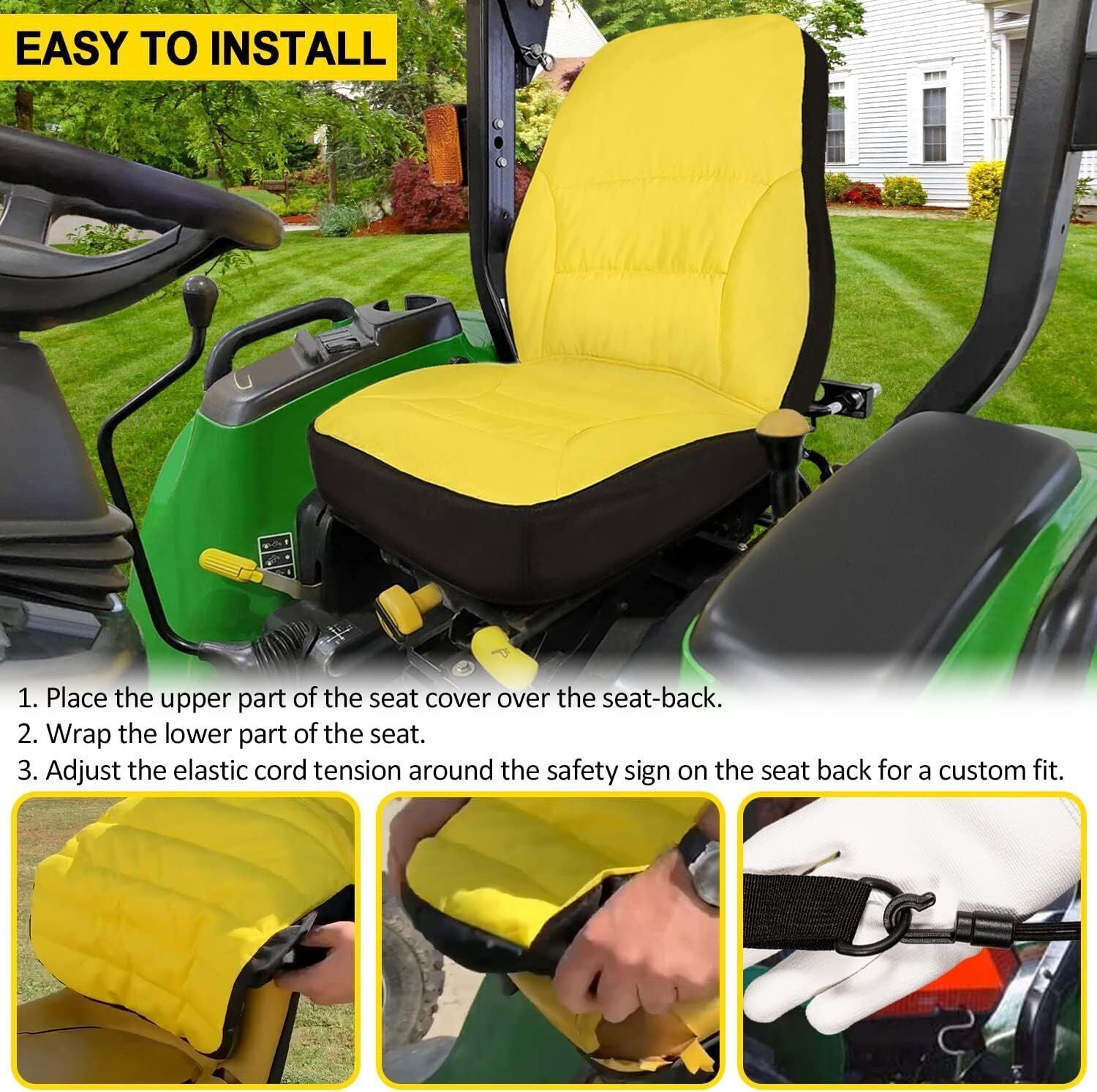 LP95233 Large Seat Cover Cushioned Seat Back Up to 18'' High for John Deere