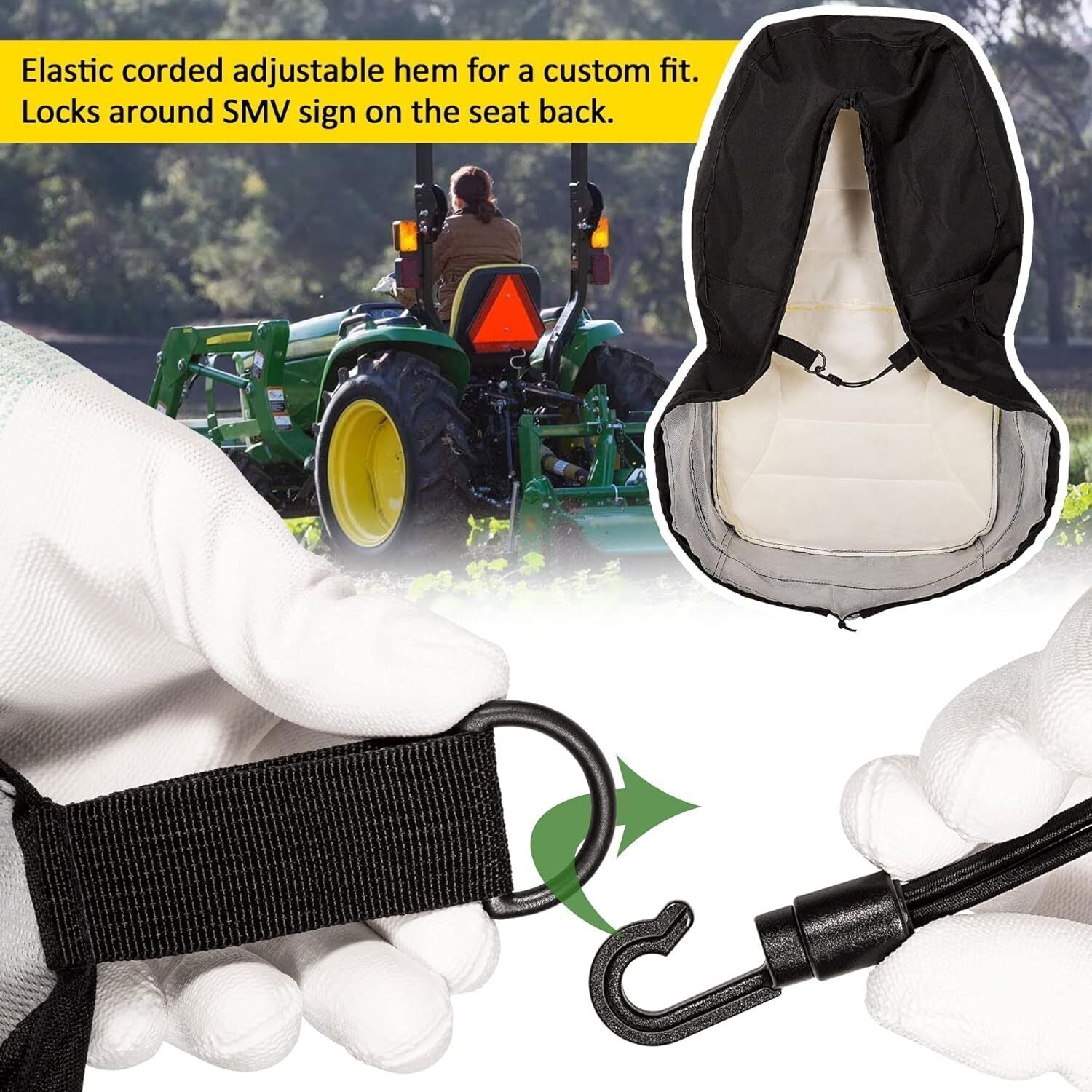LP95233 Large Seat Cover Cushioned Seat Back Up to 18'' High for John Deere