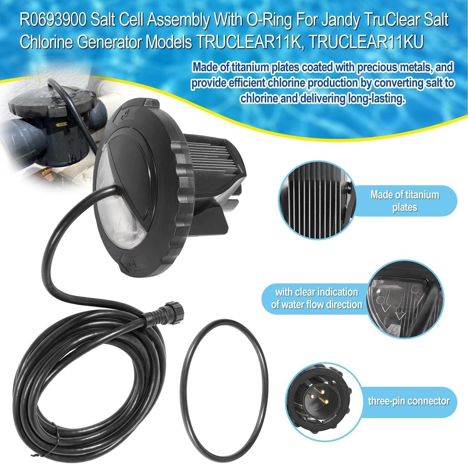 R0693900 TruClear Salt Cell Assembly For All Zodiac Jandy Pro Series Chlorinator
