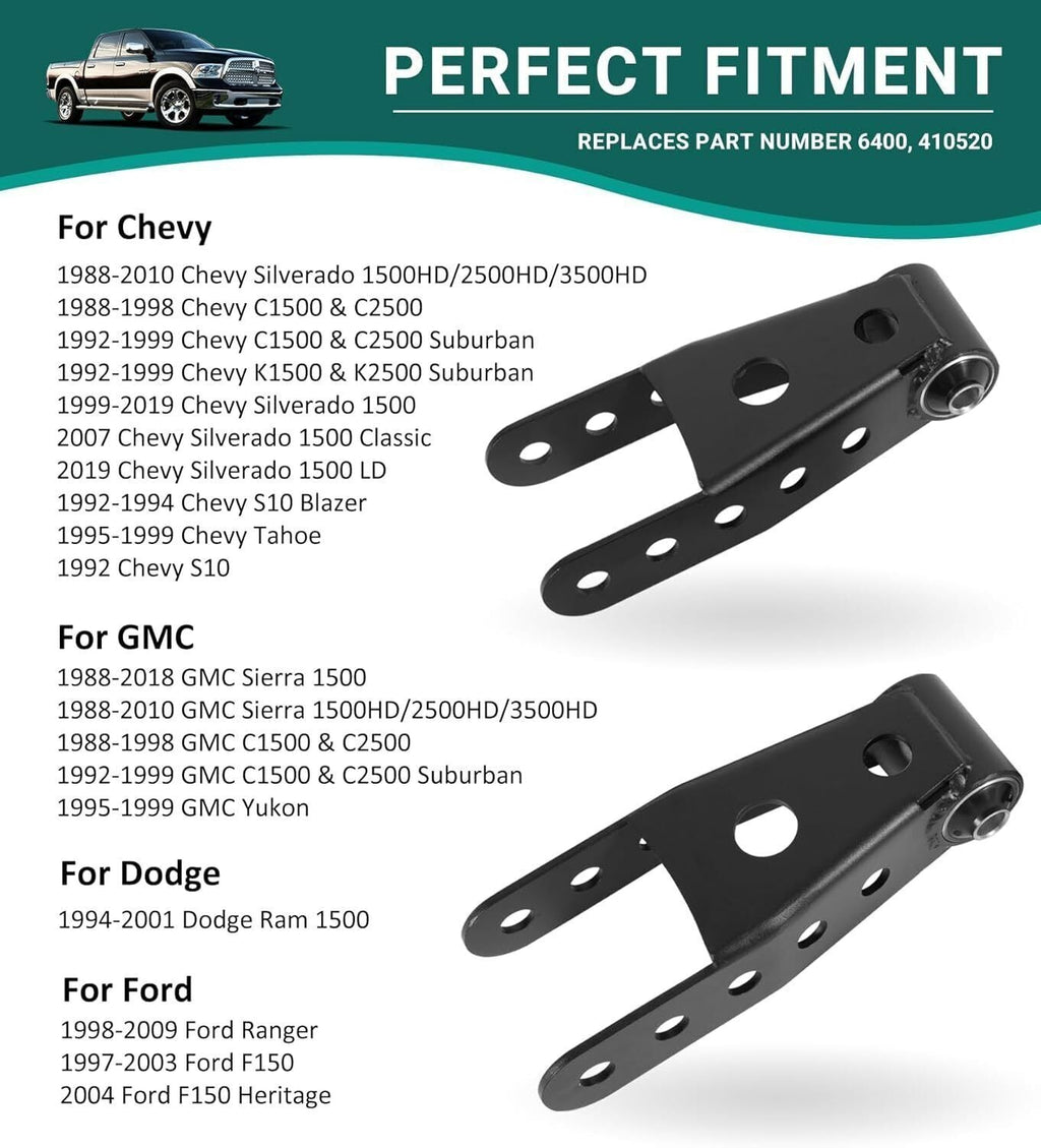 Rear 2"-3" Drop Shackles Lowering Kit for 07-18 Chevrolet Silverado Sierra 1500