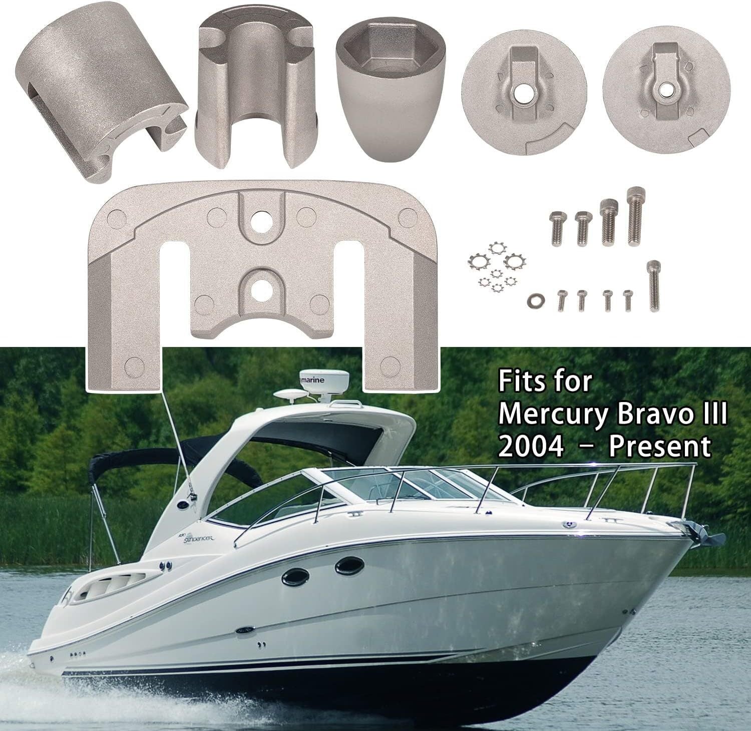 For Mercruiser Bravo 3 Aluminum Anode Kit 2004 -present w/ hardware 888761Q04