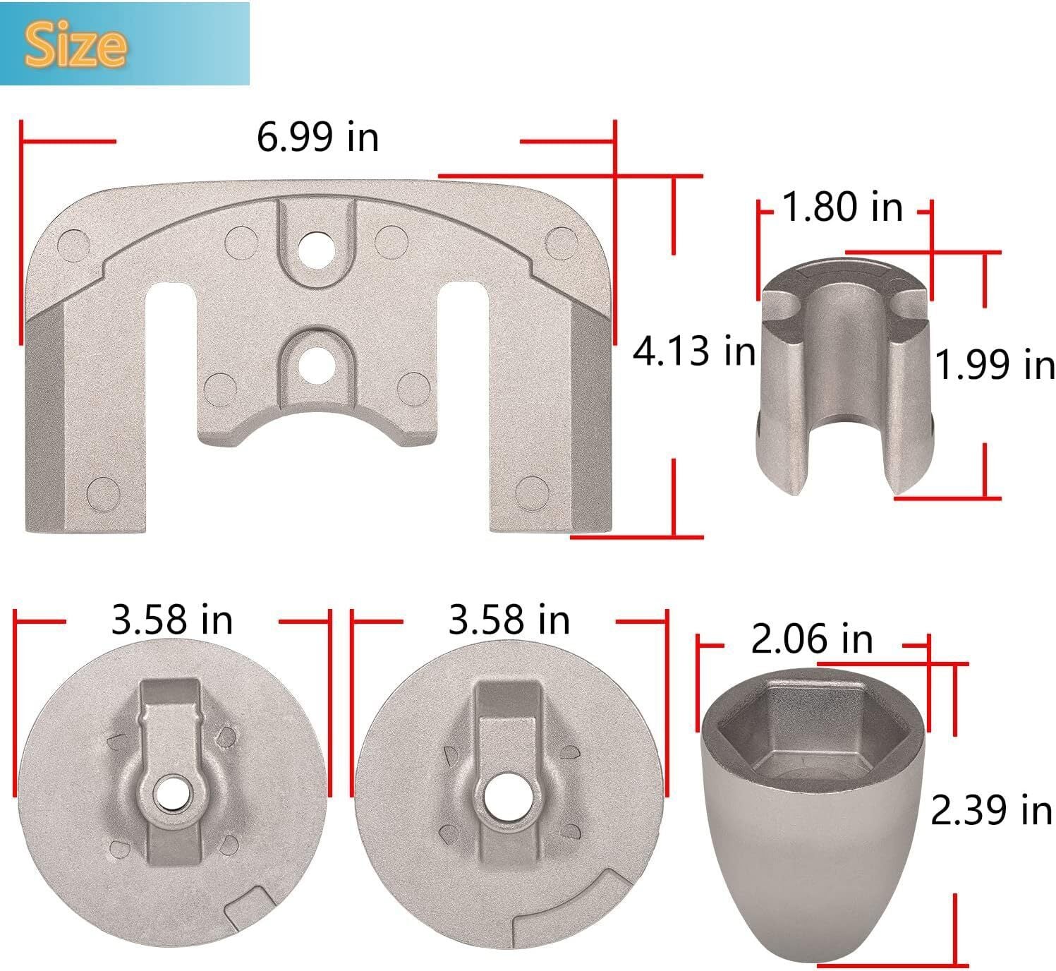 For Mercruiser Bravo 3 Aluminum Anode Kit 2004 -present w/ hardware 888761Q04