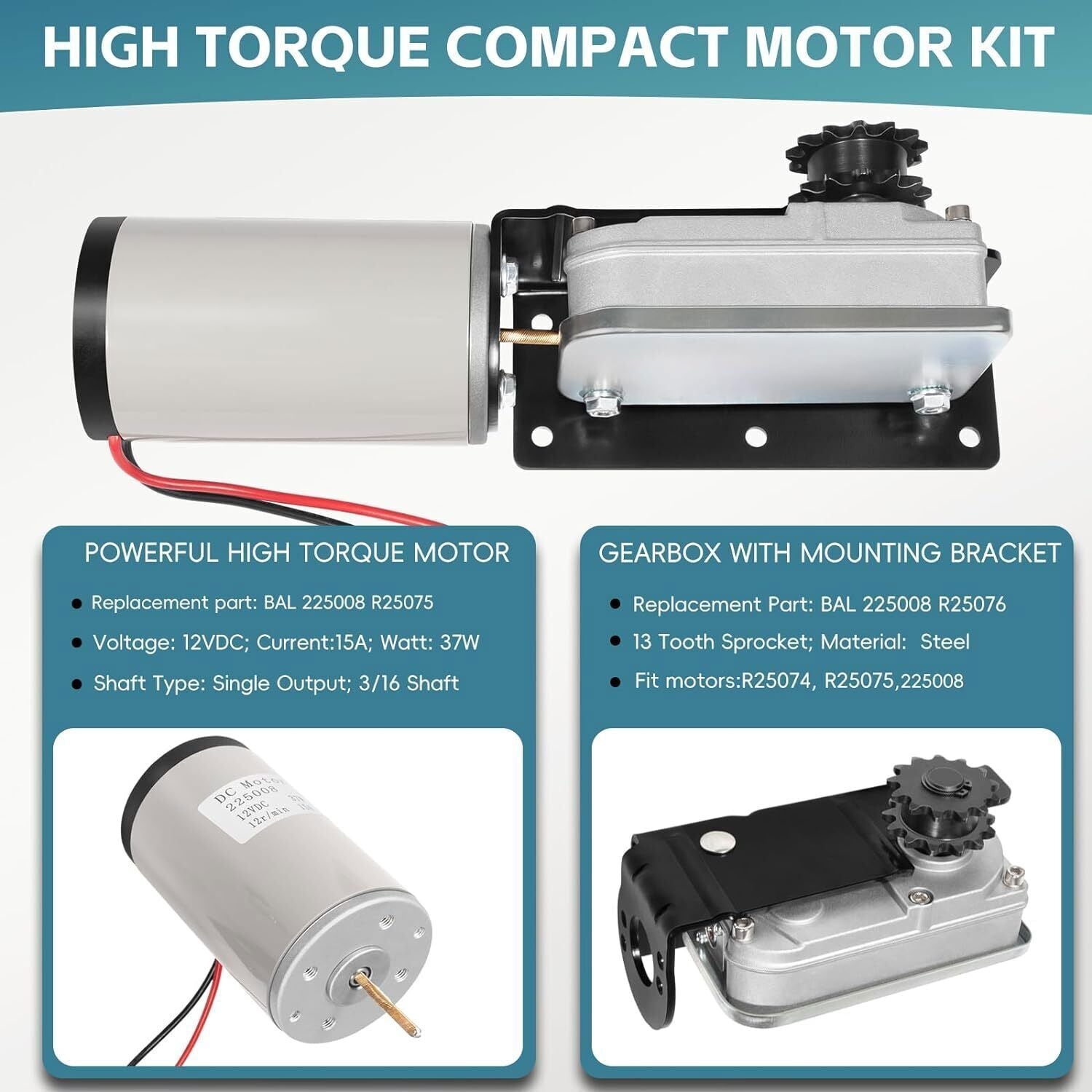 225008 RV Slide Out Motor & Gear Housing for BAL Accu-Slide Cable Slide Out Syst