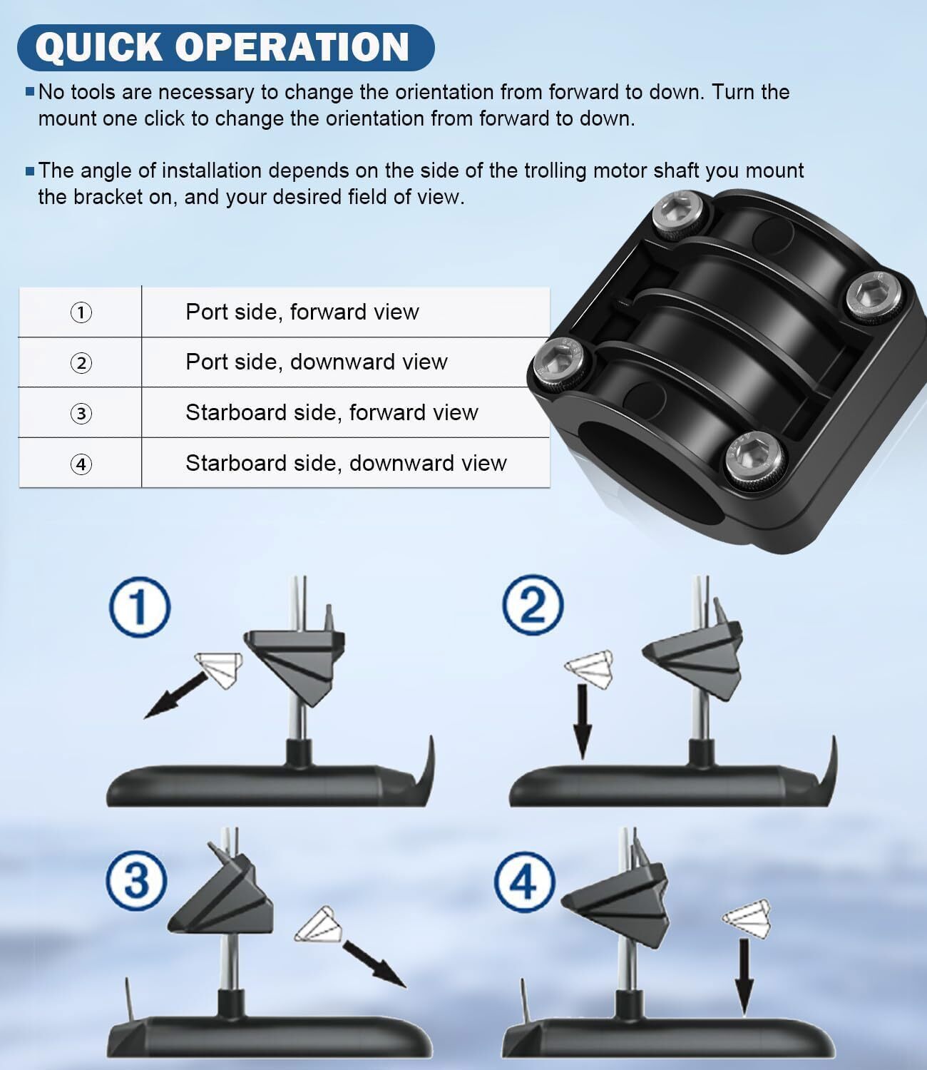 Trolling Motor Shaft Mount 010-12784-01 for Garmin Panoptix LVS32 Transducer