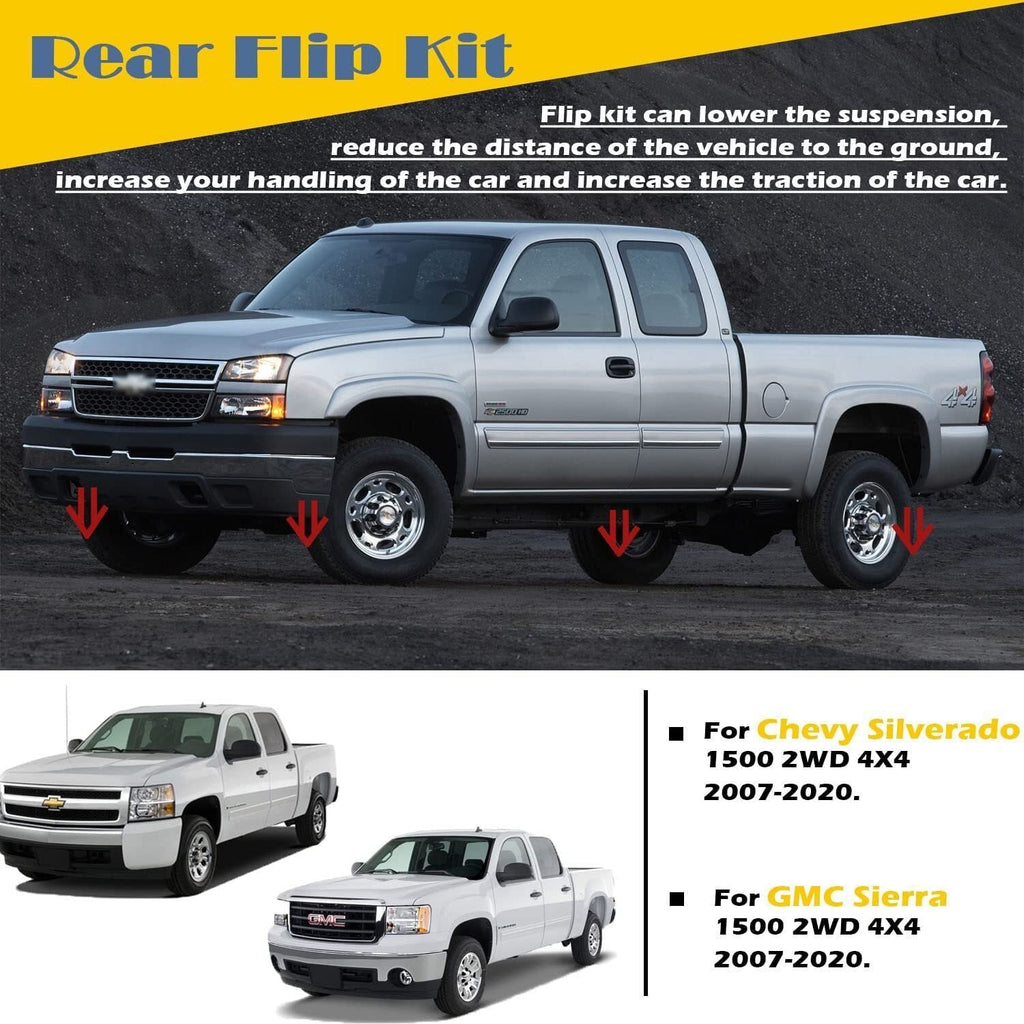 5-6" Rear Drop Lowering Axle Flip Kit For 07-20 Chevy Silverado Sierra 1500 GMC