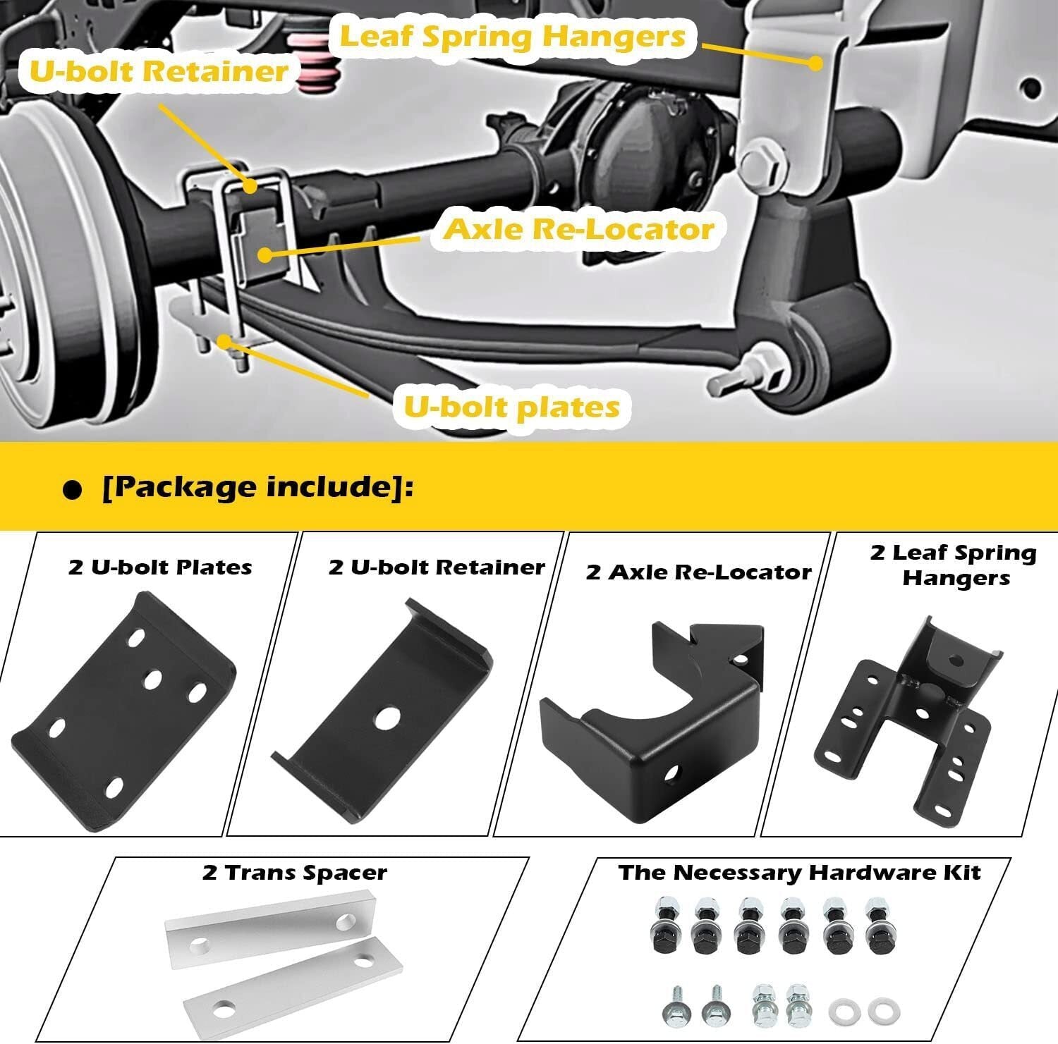 5-6" Rear Drop Lowering Axle Flip Kit For 07-20 Chevy Silverado Sierra 1500 GMC