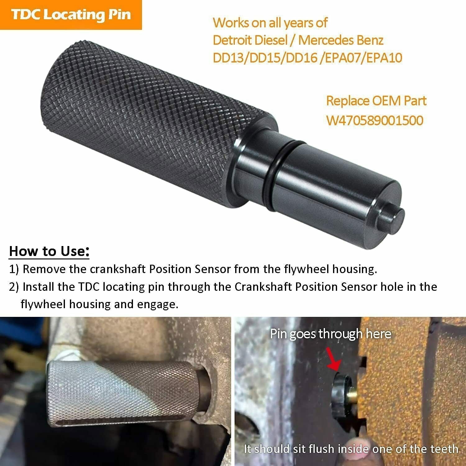 DD13 DD15 DD16 Engine Camshaft Timing Tool TDC Locating Pin Fuel line Socket