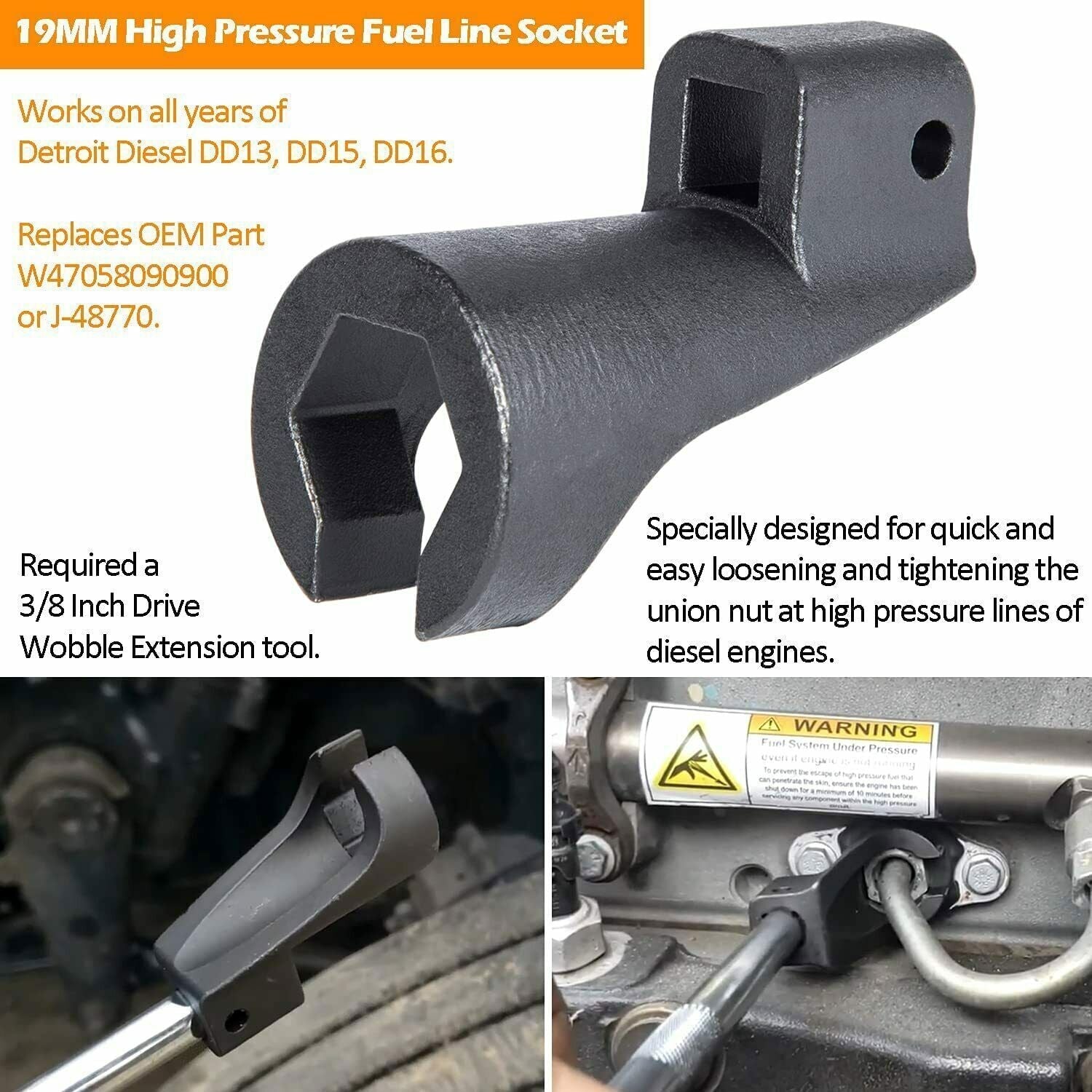 DD13 DD15 DD16 Engine Camshaft Timing Tool TDC Locating Pin Fuel line Socket