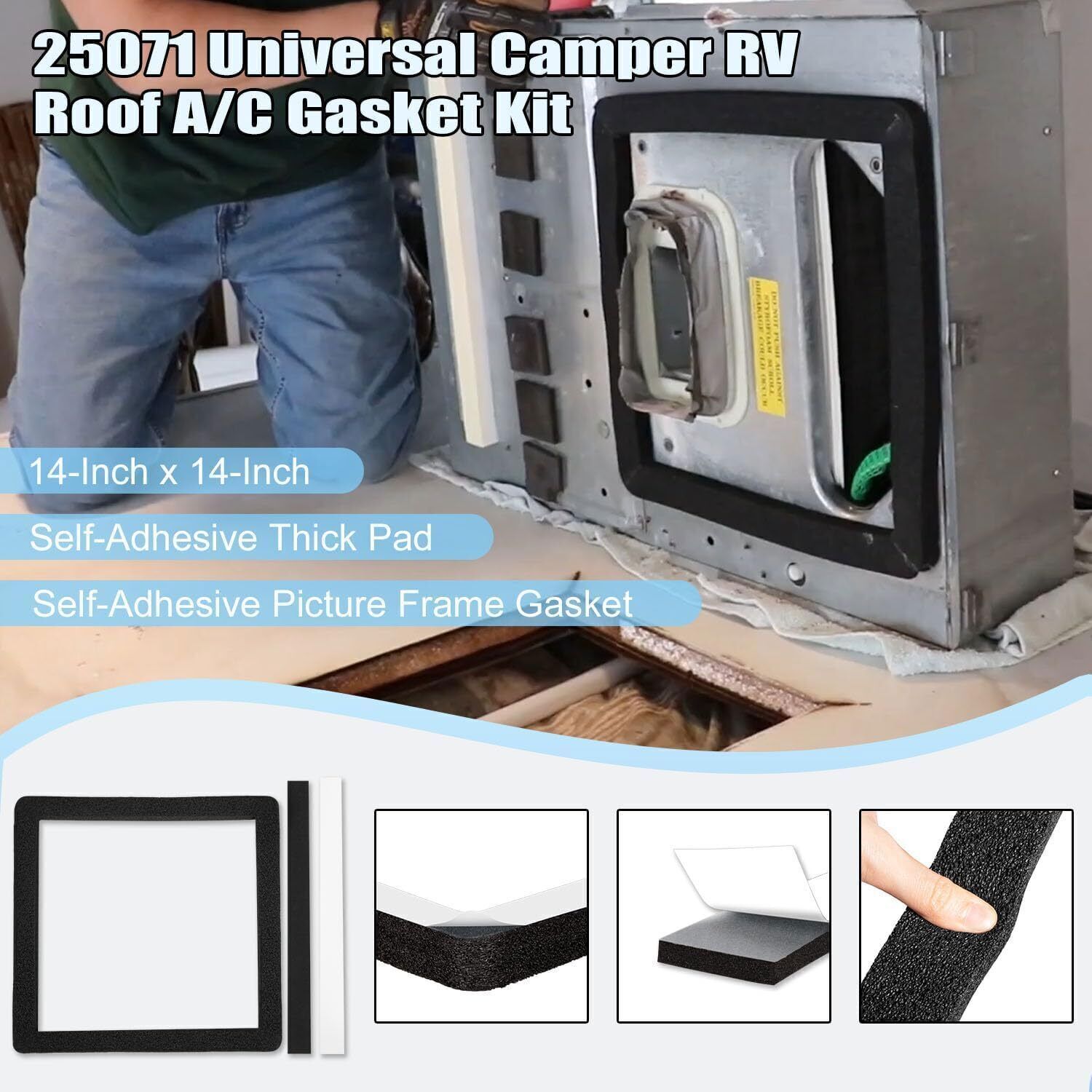 25071 14 Inch x 14 Inch Universal RV Camper Roof Air Conditioner A/C Gasket Kit