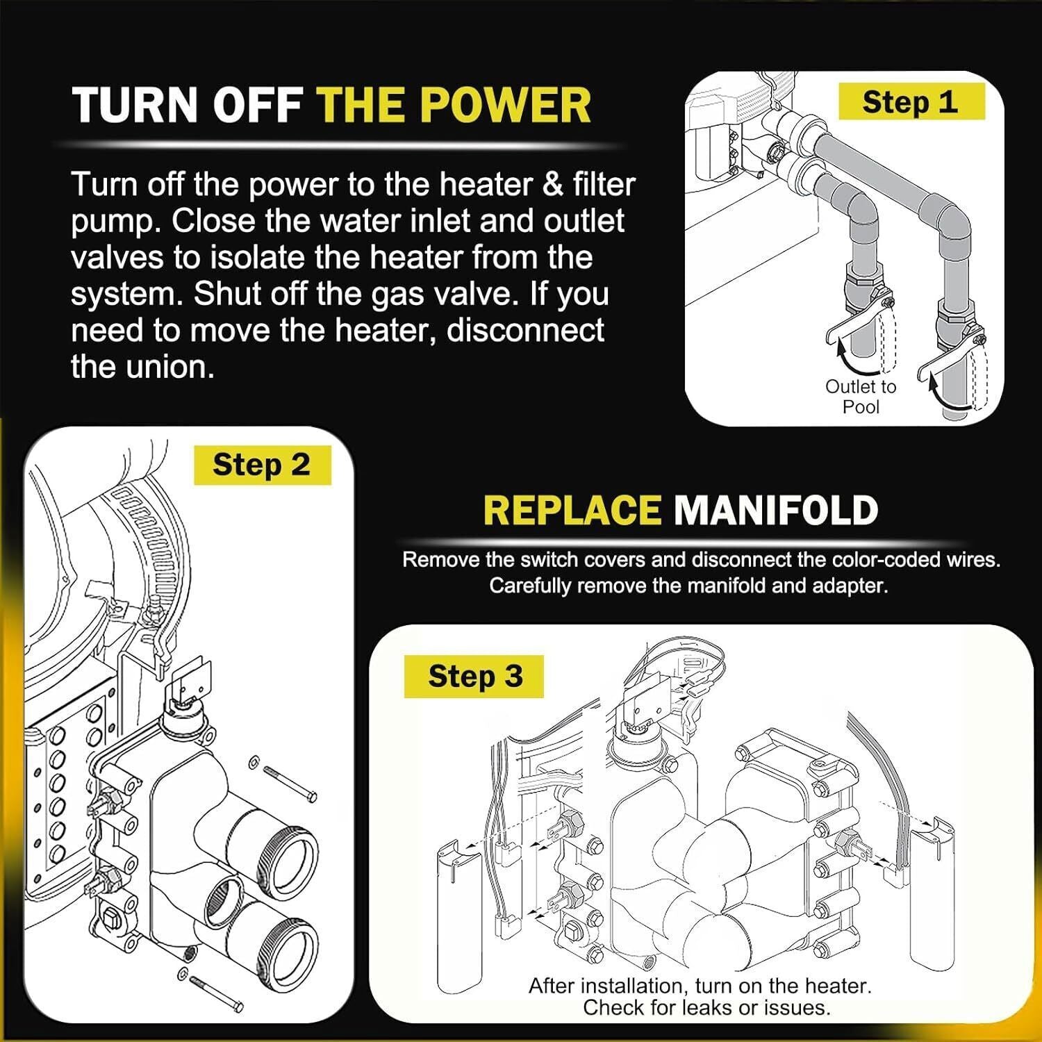 77707-0016 Manifold Replacement Kit Pool and Spa Heater