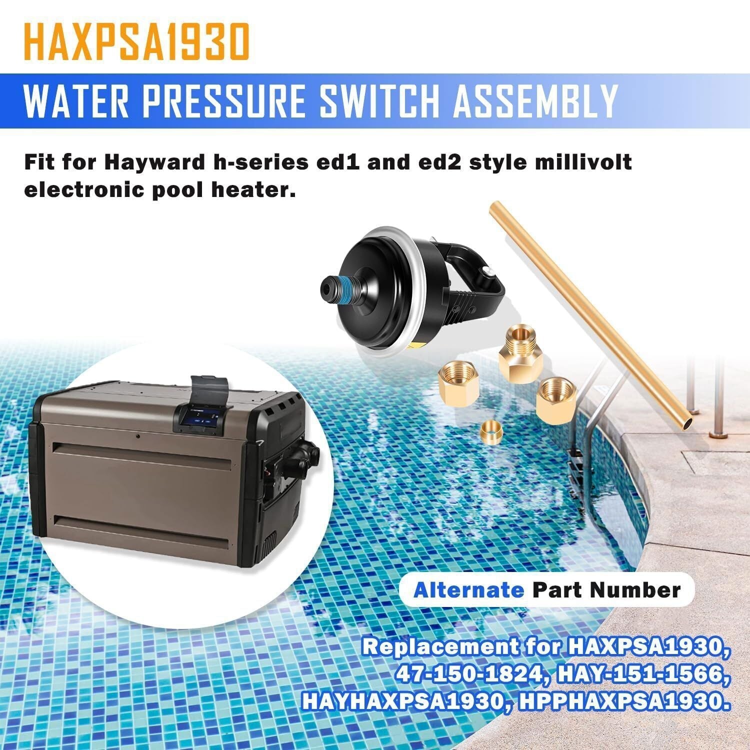 For Hayward HAXPSA1930 H Series Pool Heater Water Pressure Switch Assembly