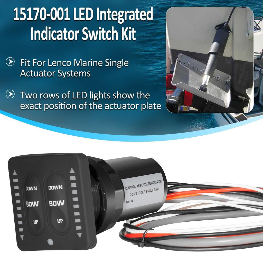 15170-001 LED Integrated Indicator Tactile Trim Tab Switch Kit for Lenco Marine