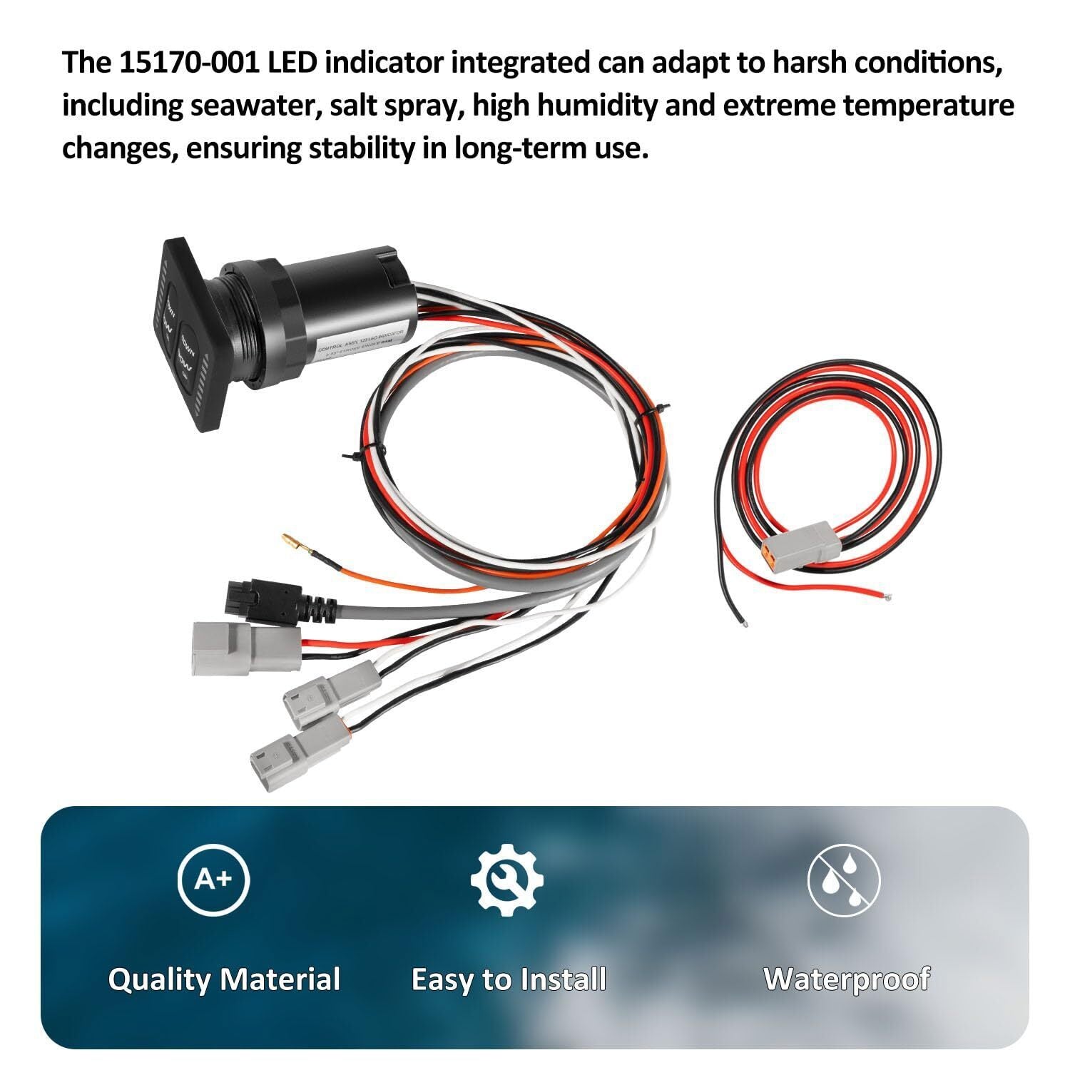 15170-001 LED Integrated Indicator Tactile Trim Tab Switch Kit for Lenco Marine