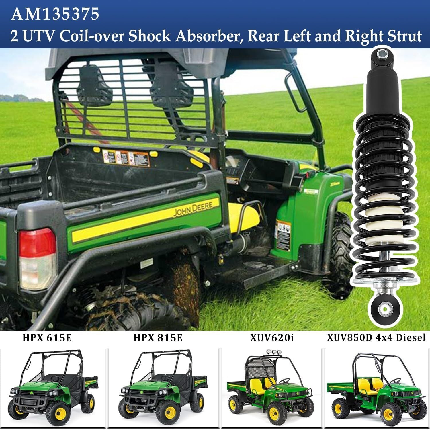 AM135375 Rear Left & Right Coil-over Spring Shocks Absorber For John Deere HPX