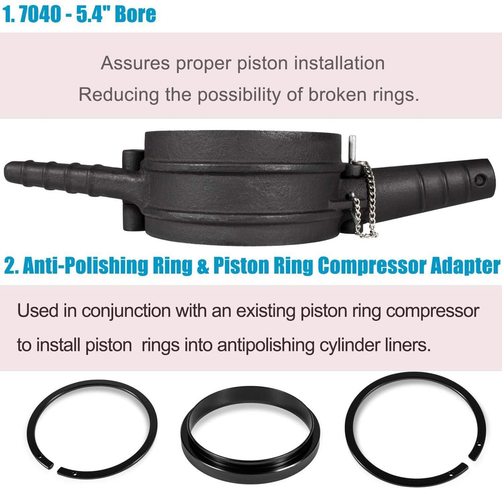 7040 Piston Ring Compressor Tool + Anti-Polishing Ring For Cummins ISX 15/QSX 15
