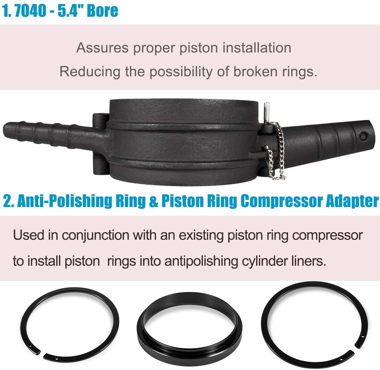 7040 Piston Ring Compressor Tool + Anti-Polishing Ring For Cummins ISX 15/QSX 15