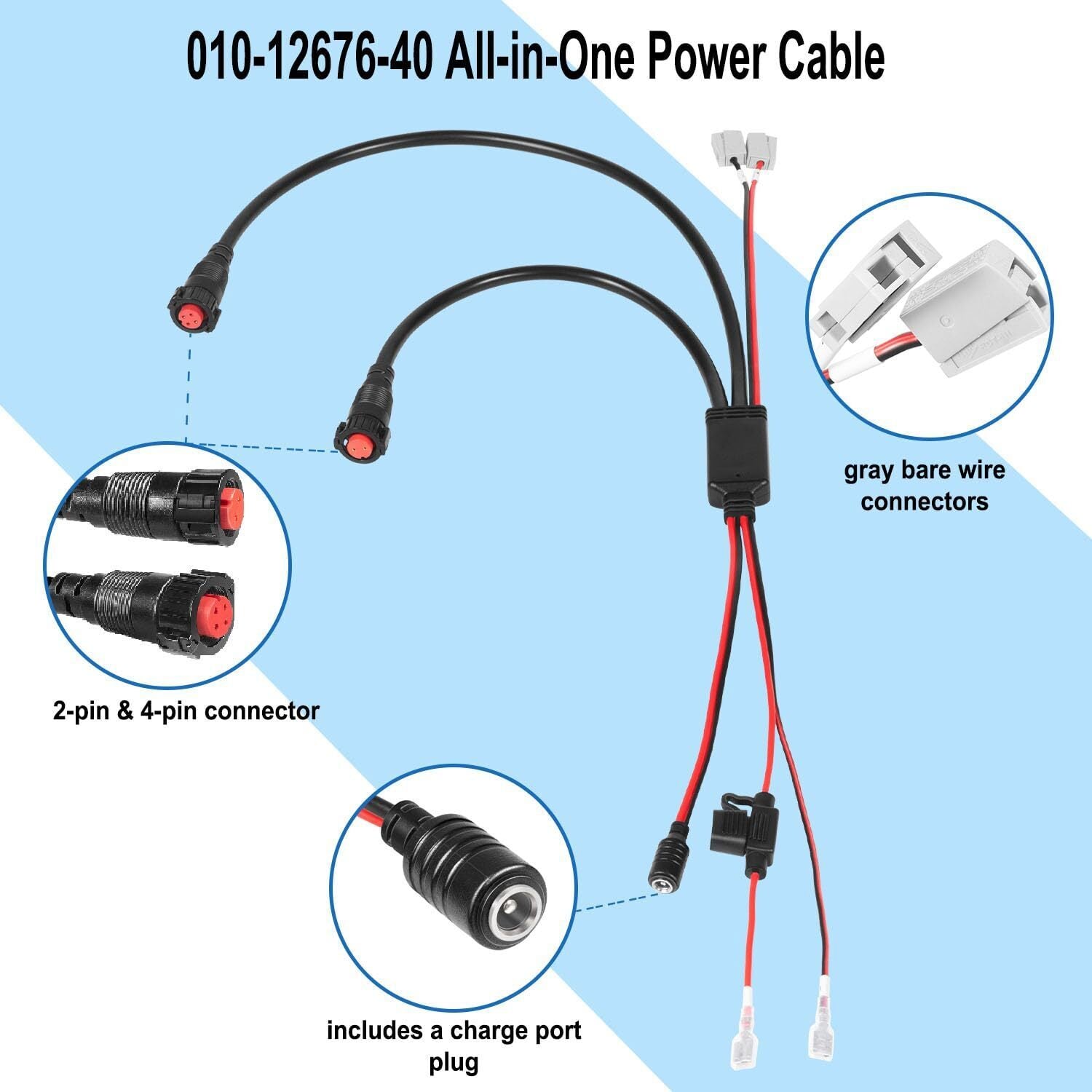 010-12676-40 All-in-One Power Cable Fit Garmin Panoptix LiveScope Transducer