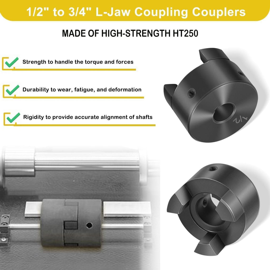 1/2" to 3/4" L075 Flexible 3-Piece L-Jaw Coupling Set for Log Splitter Hybrid