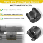 1/2" to 3/4" L075 Flexible 3-Piece L-Jaw Coupling Set for Log Splitter Hybrid