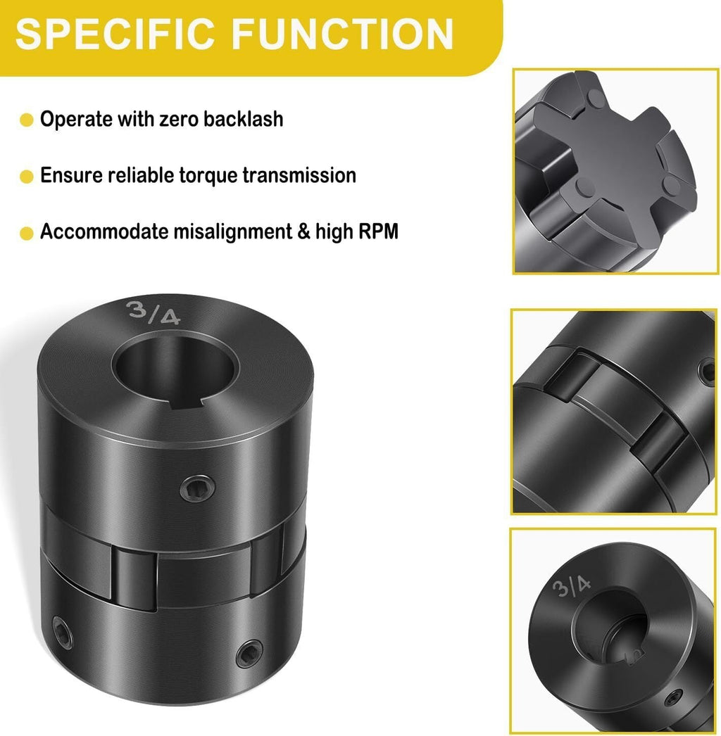 1/2" to 3/4" L075 Flexible 3-Piece L-Jaw Coupling Set for Log Splitter Hybrid