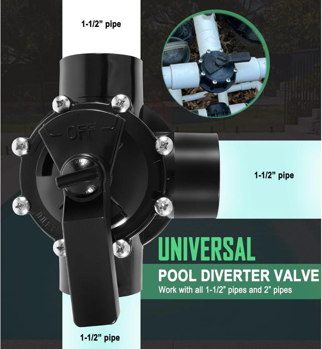 For 4715 Jandy NeverLube Diverter Valve Positive Seal 3-Port 1-1/2" to 2" Pipe