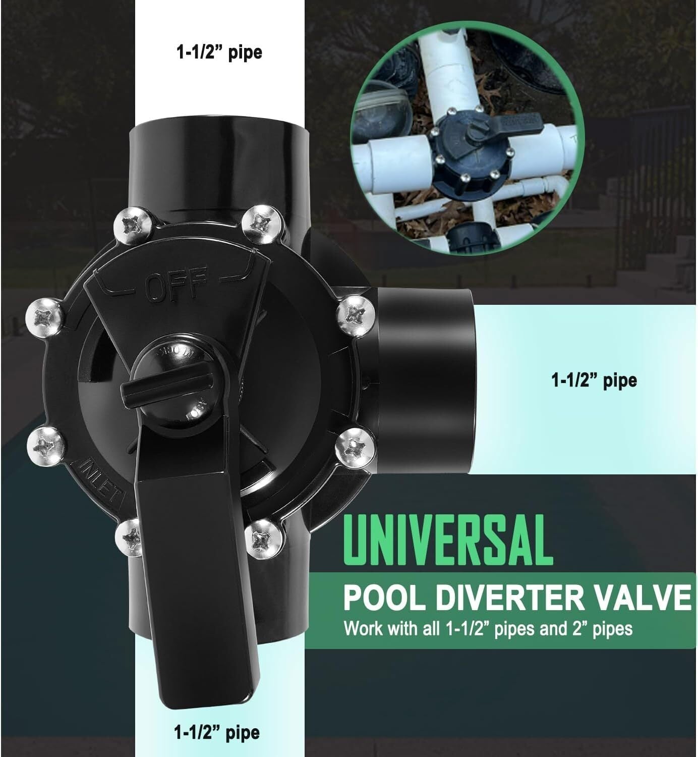 For 4715 Jandy NeverLube Diverter Valve Positive Seal 3-Port 1-1/2" to 2" Pipe