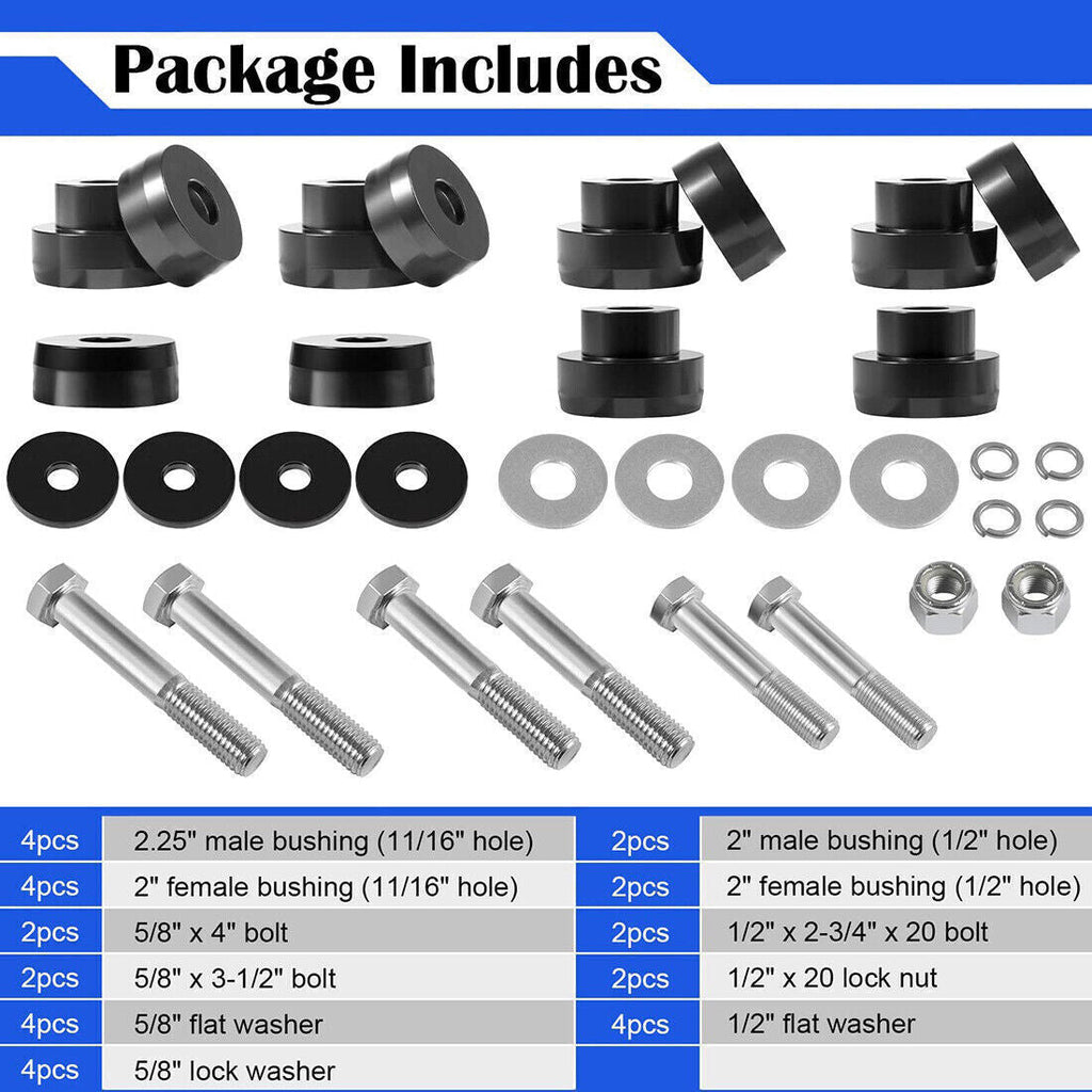 134-10005 Billet Aluminum Body Mount Bushings for 1968-1981 Camaro Nova Chevy II
