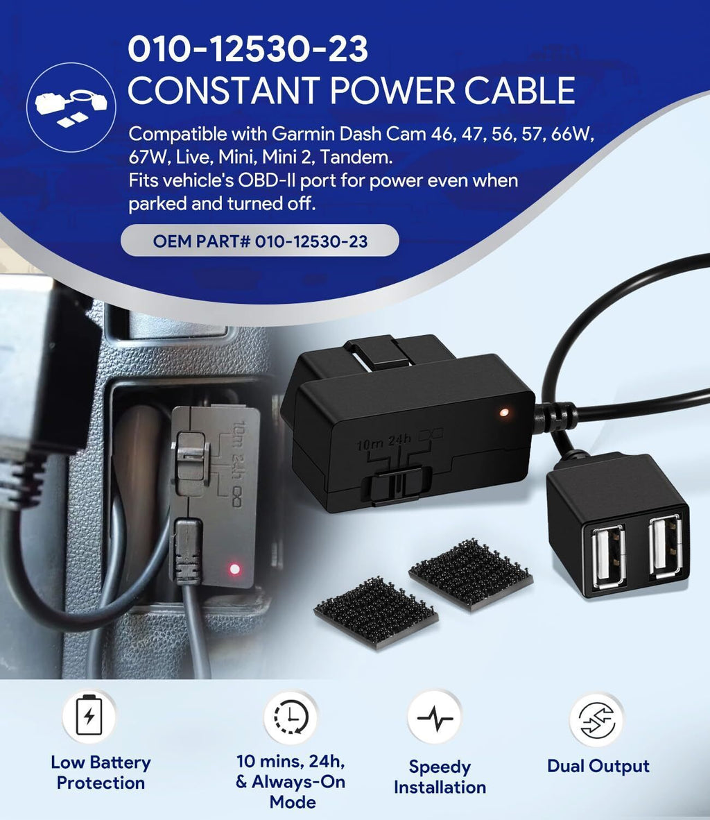 010-12530-23 Constant Power Cable for Garmin Dash Cam 46, 56, 57, 66W, 67W