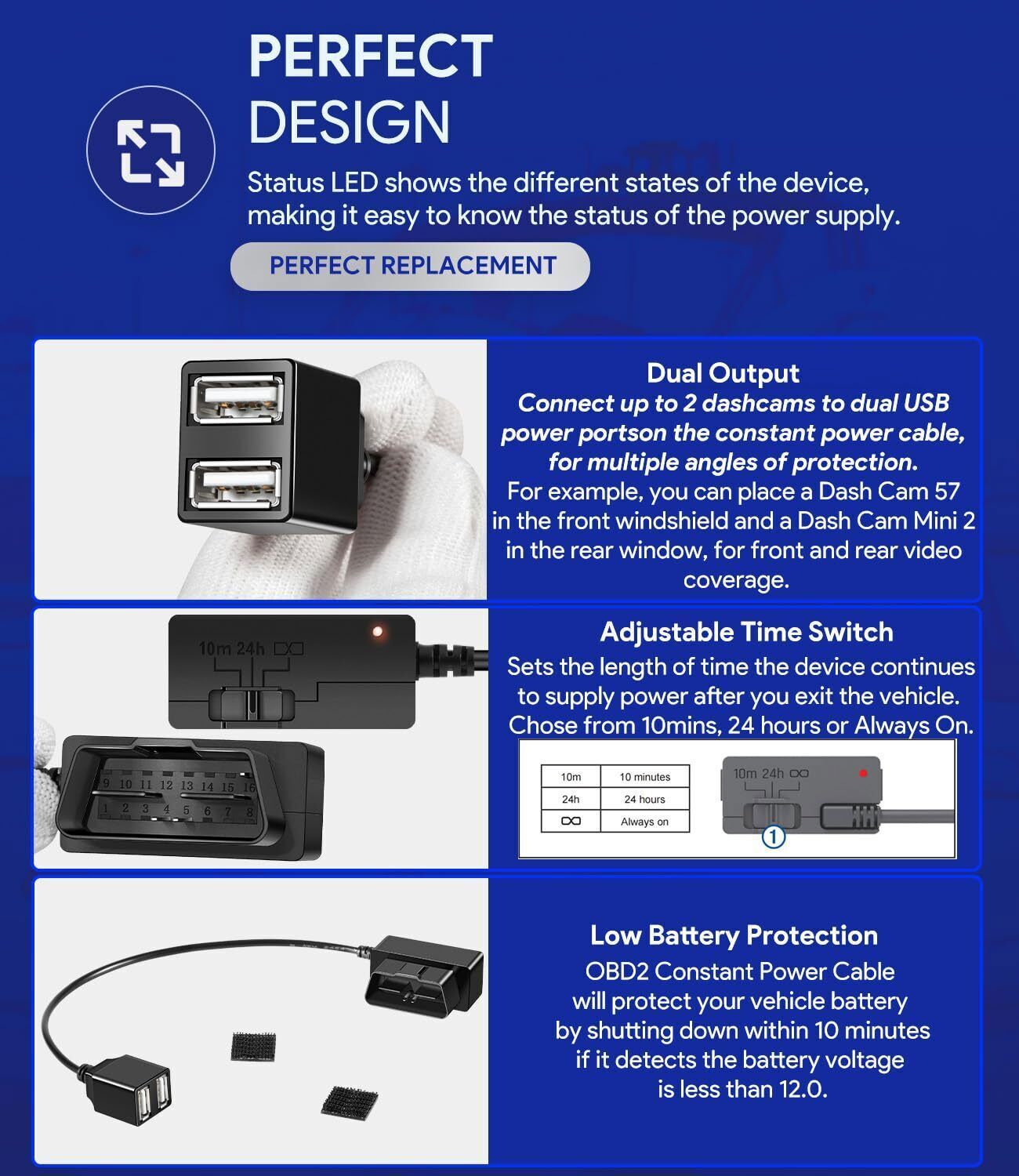 010-12530-23 Constant Power Cable for Garmin Dash Cam 46, 56, 57, 66W, 67W