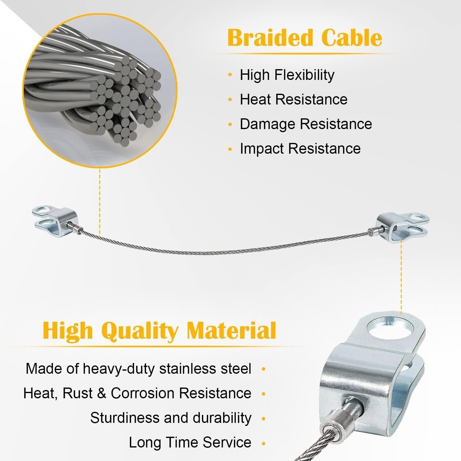 Hood Check Cable 15146196 Stainless Steel for GM 2003-2009 Hummer H2 6.2L 6.0L