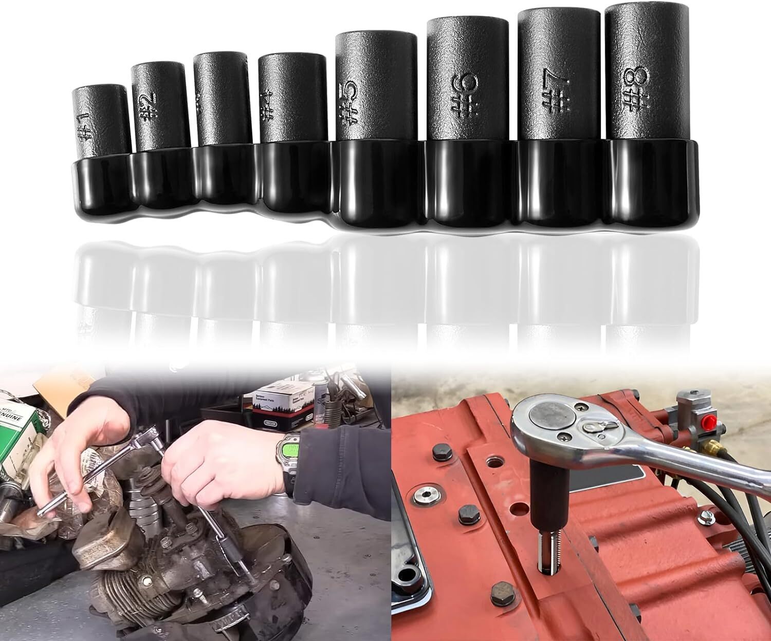70500 Tap Socket Set for Fractional MCTI Standard Tap Use with 1/4" & 3/8" Drive