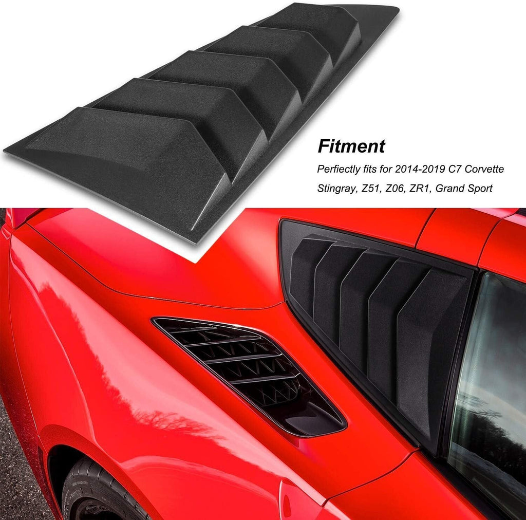 2PC Side Window Louver Cover Sun Shade Scoop Hood Vent For 2014-2019 C7 Corvette
