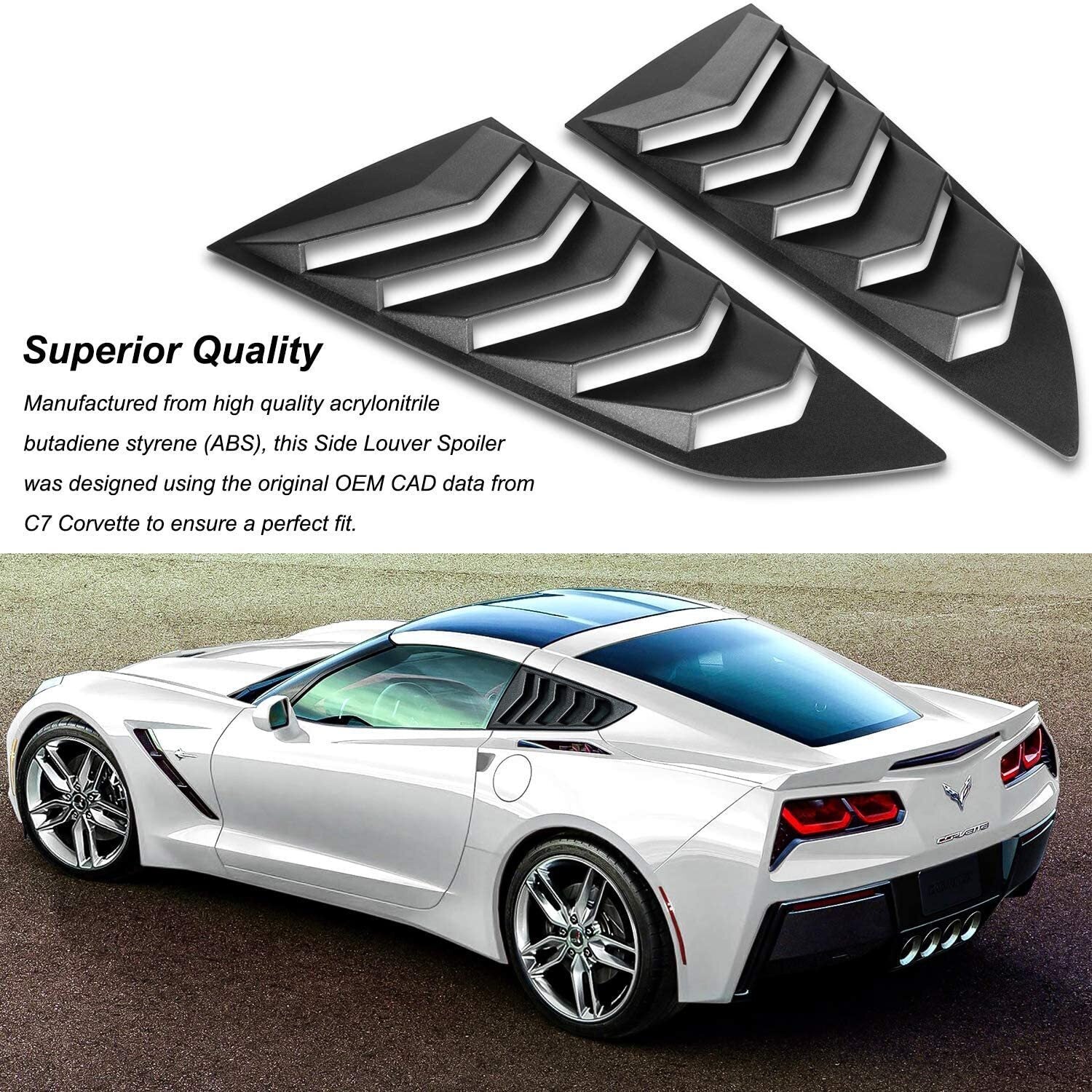 2PC Side Window Louver Cover Sun Shade Scoop Hood Vent For 2014-2019 C7 Corvette