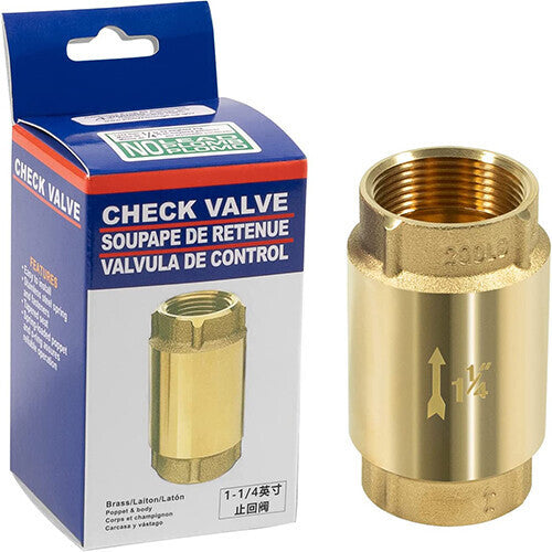 In-Line Check Valve 1 1/4" Brass Female Pipe Thread fits for Most Pumps
