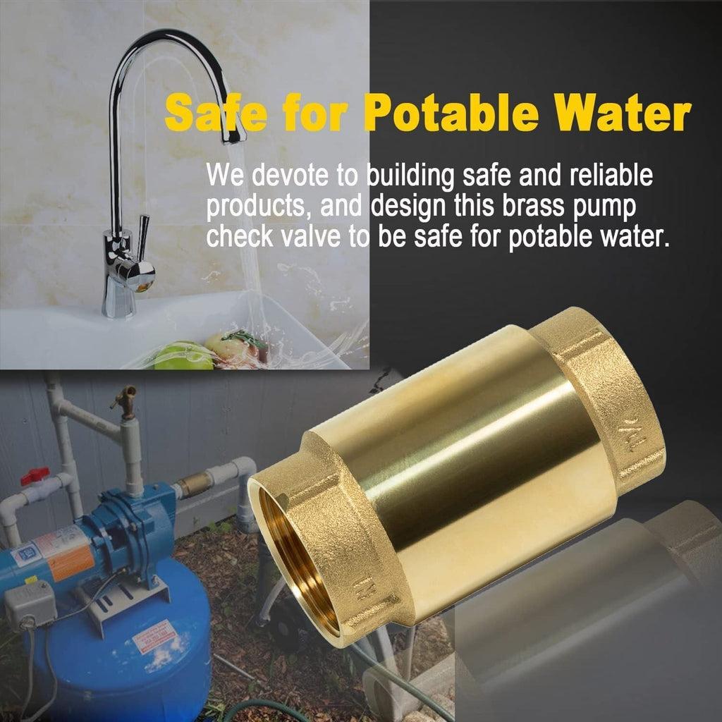 In-Line Check Valve 1 1/4" Brass Female Pipe Thread fits for Most Pumps