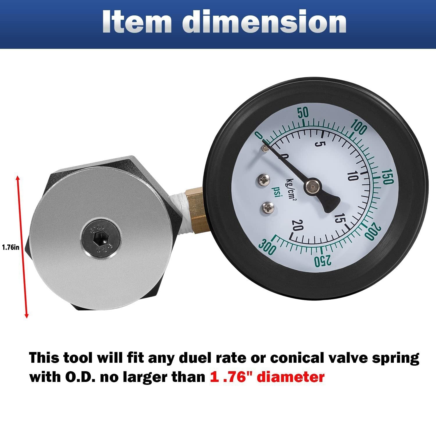 66835 Mini Valve Spring Tester Universal Range 0- 300 PSI/5LB Valve Spring